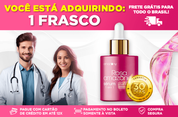 Sérum 11 em 1 Amazony Rosa Amazônica para todos os tipos de pele de 30mL