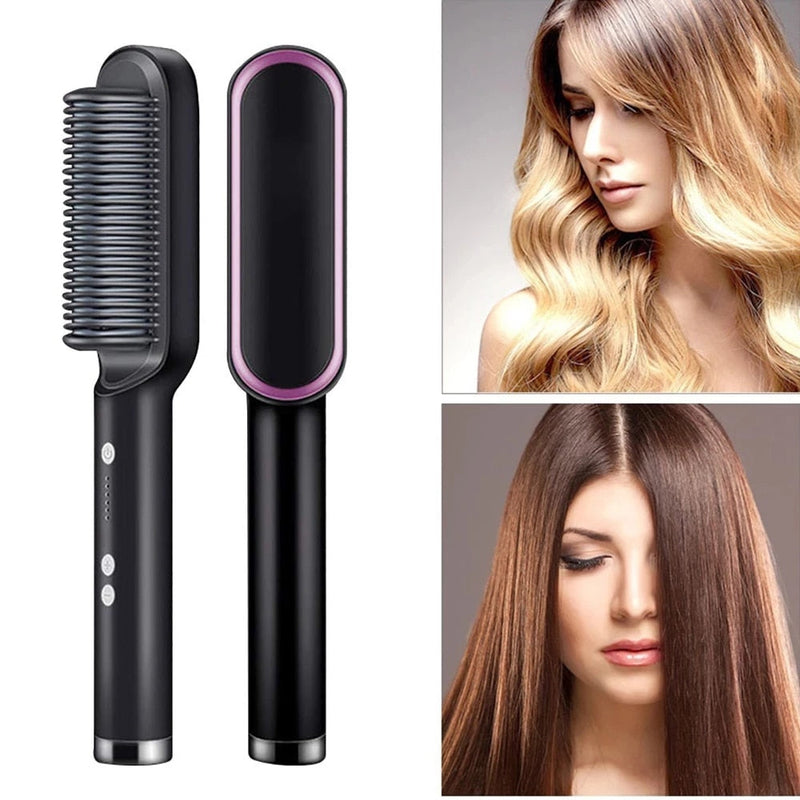 Escova alisadora Pente Alisa/Seca /Hidrata  - Ânions Hair - Luzes de Íons